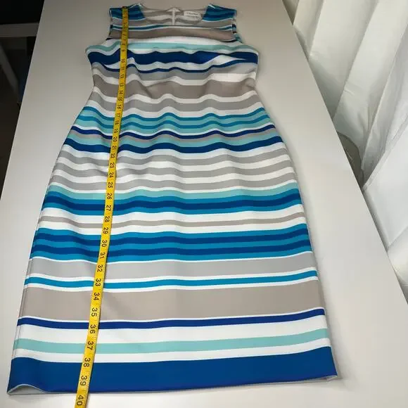 Calvin Klein Blue Striped Midi Dress - Picture 11 of 11